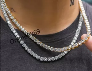 New Trending Natural Moissanite 5mm Men's 20" Tennis Chain Free gift 925 silver - Picture 1 of 6