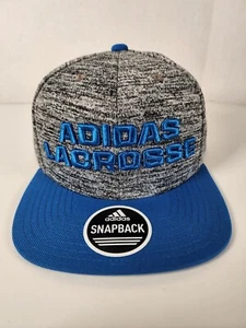 Adidas Lacrosse Snapback Baseball Cap Hat Flat Bill Gray Royal Blue Brand NEW - Picture 1 of 7