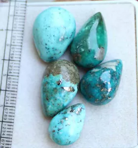 50.60 Ct. 14*19 Mm Natural Pear Cabochon Kingman Blue Turquoise Loose Gemstone - Picture 1 of 4