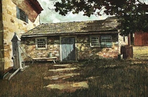ACEO Kunstkarte Deutsches Haus im Sommer von Eric Sloane - Bild 1 von 1