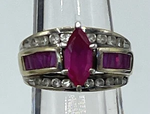 Cocktailring Zales Gold über Sterling Vermeil Rubin rosa fuchsia Marquis-Schliff - Bild 1 von 16