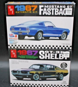 2pc NEW AMT 1/25 Model Kit 1967 FORD MUSTANG FASTBACK GT-350 SHELBY - Picture 1 of 8
