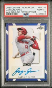 2021 Perfect Game Purple Prismatic AUTO 25/25 JAYSON JONES Razorbacks PSA 10 GEM