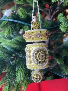 June Zimonick Light Green Brilliant 3 Tier Ornament Crystals Metal Accent - Picture 1 of 12
