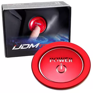 Sports Red "Power Symbol" Push Start Button w/Ring Trim For Toyota Hybrid EV etc - Picture 1 of 10