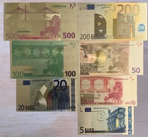 Euro Bills Gold Foil Banknotes Pet Plastic - Picture 1 of 2