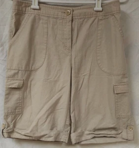 izod Sz 6 Beige Cotton Adjustable Leg Button Cargo Bermuda Shorts 11"/12" Inseam - Picture 1 of 11