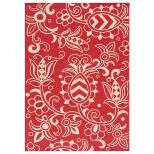 SAFAVIEH Indoor Outdoor BHS246Q Beach House Red / Beige Rug - Picture 1 of 16