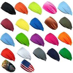 Sport Headband Men Women Head Sweatband Sweat Hair Band Gym Stretch Hair Wrap - Picture 1 of 36