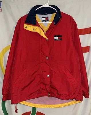 Vintage Tommy Hilfiger Windbreaker Jacket Small Red 90s Flag - Image 1 of 4