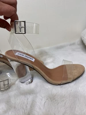Женские босоножки Steve Madden размер 7,5 сотни с прозрачным ремешком на лодыжке на блочном каблуке - Изображение 1 из 4