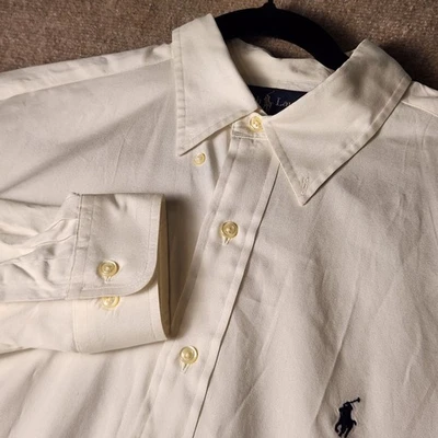 Camisa Polo Ralph Lauren Abotonada Para Hombre Crema Manga Larga Calce Clásico Foto 1 de 4