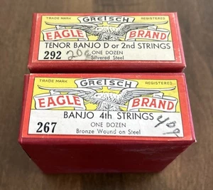 Early Gretsch Eagle Brand Tenor Banjo (12)-D or 2nd String 292,(11)- 4th String - Picture 1 of 5