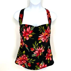 Costume intero Swim 365 nero rosso floreale taglia 22W - Foto 1 di 12