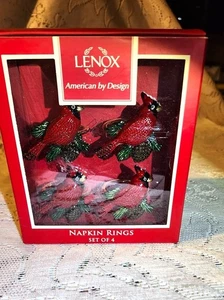 Lenox American By Design Weihnachten Kardinal Serviettenringe 4er Set Neu im Karton - Bild 1 von 5