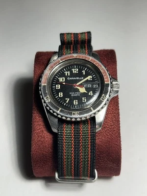 Vintage Caravelle by Bulova Quartz 36mm Patina Bezel Swiss-Made Mens Dive Watch  - Image 1 of 4