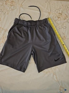 Nike Youth Shorts Size Small Gray Elastic Drawstring Pockets Polyester Swoosh - Picture 1 of 5