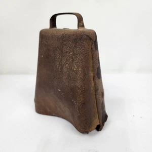 Vintage authentische primitive Kuhglocke genietet handgeschmiedet rostig Metall Eisen 6 x 5" - Bild 1 von 10