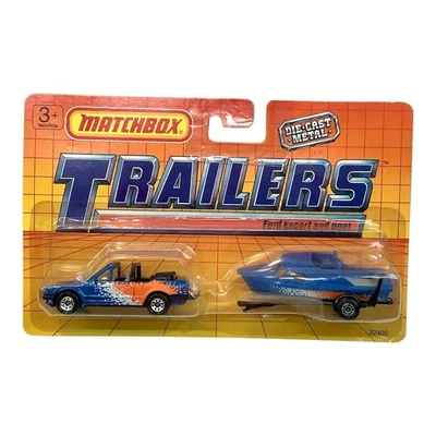 Matchbox TP 115 Blue Ford Escort & Blue Boat Trailer Two Packs 1987 Packaged - Image 1 of 4