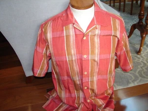 Tommy Bahama Men's Silk Cotton Mix Short Sleeve Shirt Size Medium Red Brown - Picture 1 of 4