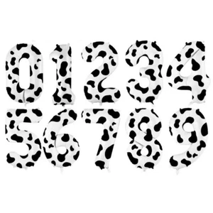 Cow Print Number Balloon Birthday Party Decoration Helium/Air Self Seal Huge 40" - Picture 1 of 73