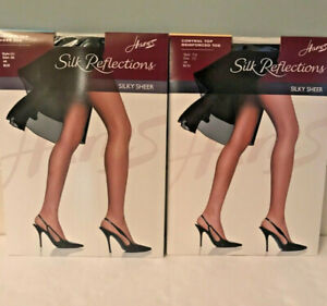 Hanes Silk Reflections Control Top Pantyhose     Size CD     Color:  Jet    