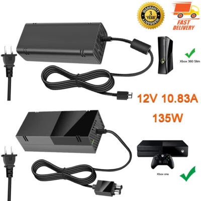 For Microsoft Xbox ONE / 360 Slim Console Brick AC Adapter Charger Power Supply - Image 1 of 4