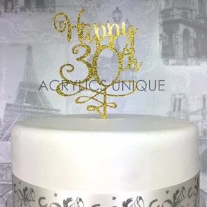 30th Birthday cake topper 30 acrylic custom age 18 21 25 40 50 60 70 80 90 - Picture 1 of 4