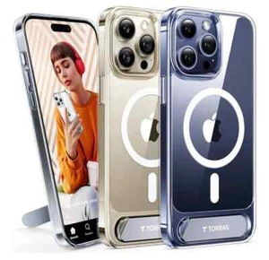 Torras Clear Magnetic Case For The iPhone 16 Pro Max With Kickstand - Zdjęcie 1 z 5