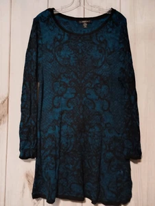 Style and Co Sweater Ladies XXL Blue Black Tunic Light Weight - Picture 1 of 5