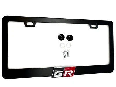 BLACK GR Supra a90 License Plate Frame with matte GR Logo Stainless Steel Type 2 - Image 1 of 2