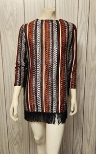 vintage mod mini dress M 1960s lots of fringe - Picture 1 of 11