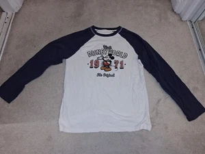 VINTAGE Walt Disney World Shirt Men's Medium White and Blue Long Sleeve - Picture 1 of 3