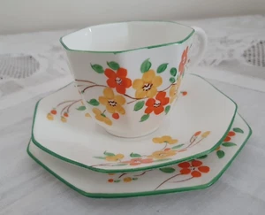 Delphine Bone China Orange Floral Coffee Tea Trios Sold Individually Art Design - Picture 1 of 7