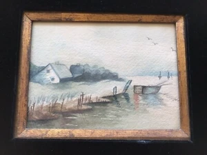 Pintura acuarela paisaje enmarcado por Essie Mc Kim Hurt - Imagen 1 de 9