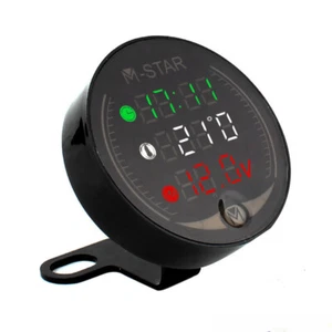 12V Motorcycle Voltmeter, Digital Clock & Thermometer for ATV/Vehicle Monitoring - Picture 1 of 11