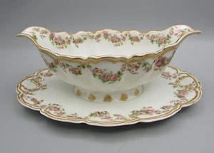 Haviland Gravy Boat - Pink Rose Garlands Schleiger 270A - Picture 1 of 5