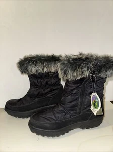 NWT WOMEN'S BOOT WATERPROOF Black Fur Warm Inside sz:38 EUR.8 USA - Picture 1 of 6