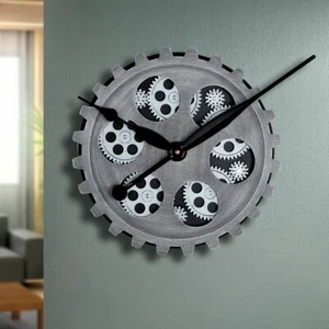 46411 Orologio da parete "Gears" colori nero/argento, con ingranaggi mobili - Foto 1 di 2