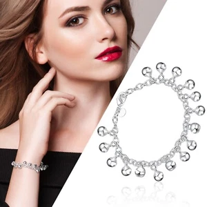 925 Sterling Silver Adjustable Bells Chain, Bracelet/Anklet For Women Girls - Picture 1 of 11