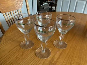 Set of 4 Vintage Irish Coffee Crystal Glasses with unique stem and gold rim - Picture 1 of 5