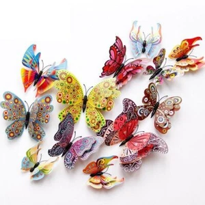12 pegatinas de pared de mariposa 3D PVC calcomanía de habitación infantil decoración del hogar decoración del hogar 12 piezas - Imagen 1 de 11
