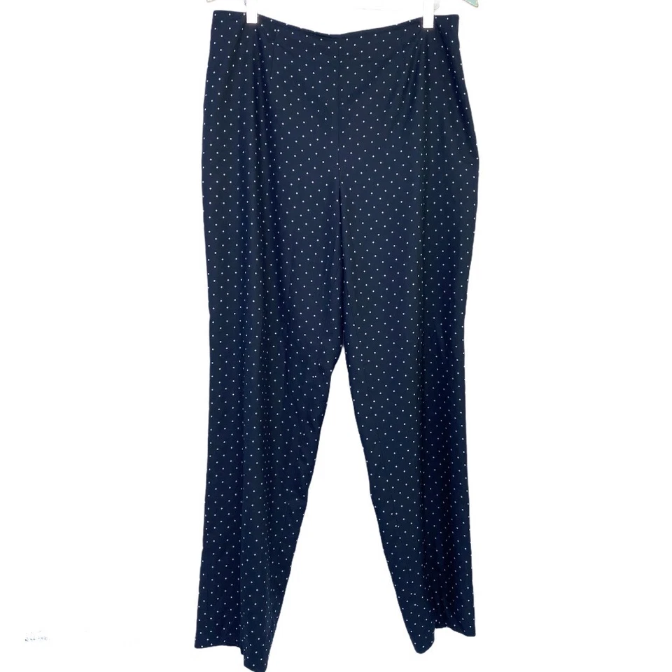 Pantalones de seda Worth 16 azules a lunares pierna cónica frente plano forrados se adapta a 33x31 mujeres Foto 1 de 4