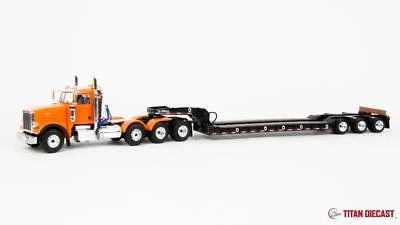 First Gear Peterbilt 367 escala 1/50 con Talbert 55SA Lowboy - naranja brillante/negro Foto 1 de 4