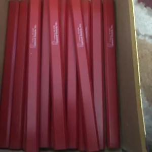 Vintage Carpenter Red UNUSED Wooden Pencils Plywood Supply set Of 12 - Picture 1 of 2