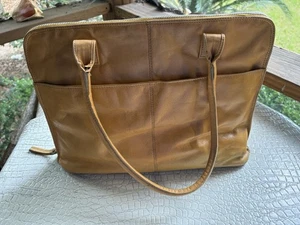 Latico Handbag Genuine Leather Shoulder Bag Butterscotch Saffron Zip Around FLAW - Picture 1 of 23