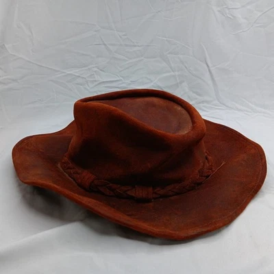 The Outback Hat Minnetonka Size M Brown Genuine Leather Outback Style Cowboy VTG - Изображение 1 из 4