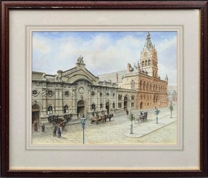 R. Cummins : Chester Town Hall and Carriage Works, signed watercolour - Picture 1 of 8