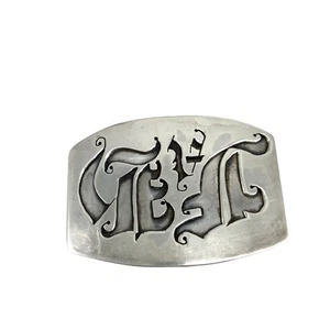 Vintage Ursula Sterling Silver Modern Monogram Cursive Letters Heavy Buckle Belt - Picture 1 of 5