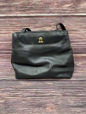 VTG Black Double Handle Etienne Aigner Leather Purse Handbag Shoulder Bag - Image 1 of 4